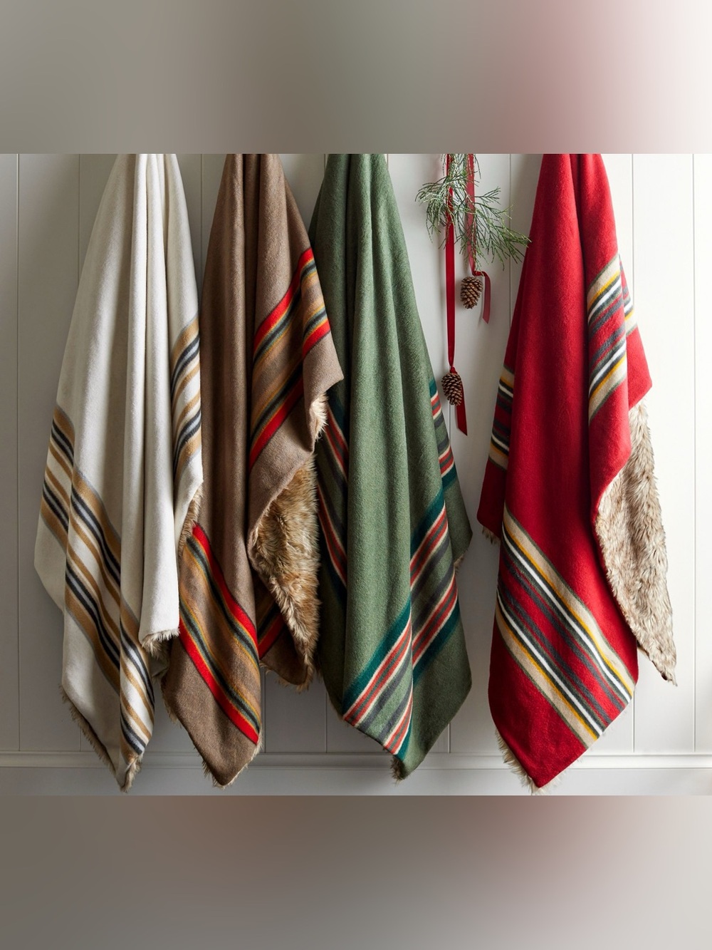 Pendleton® Yakima Faux Fur Back Stripe Throw
